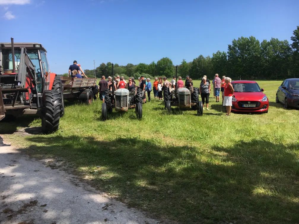 På lördag eftermiddag blev det utflykt med traktorer och släp (plus bil och elmoped)